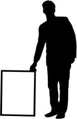 A man holding a banner.