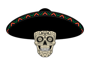 Sugar Skull in sombrero