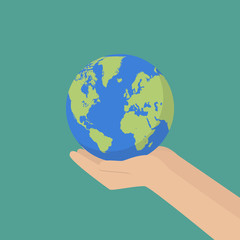 Hand with earth globe