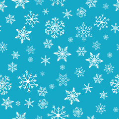 Snowflake simple seamless pattern. Abstract wallpaper, wrapping decoration. Symbol of winter, Merry Christmas holiday, Happy New Year celebration Vector illustration