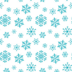 Snowflake simple seamless pattern. Abstract wallpaper, wrapping decoration. Symbol of winter, Merry Christmas holiday, Happy New Year celebration Vector illustration