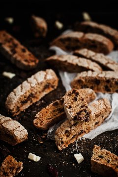 Double chocolate and cranberry biscotti