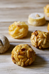 panellets, typical confection of Catalonia, Spain