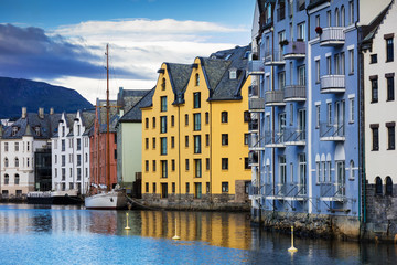 houses in center of the Alesund city
