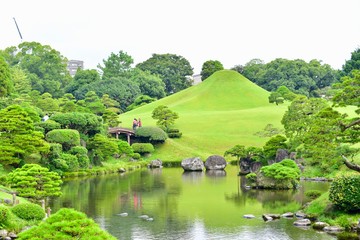 Obraz premium Traditional Japanese Landscape of Suizenji Garden in Kumamoto