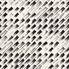 Vector seamless pattern with brush stripes and strokes. Black and white background with ink elements. Hand painted grunge texture.