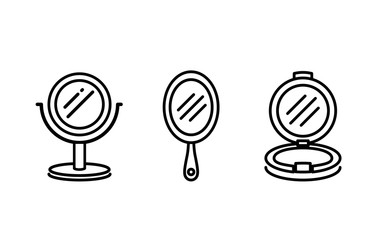 Handle mirror icon collection in line style. Illustration about beauty equipment and medical. 