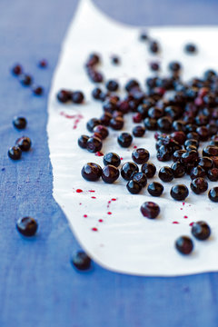 Huckleberries on White Parchment