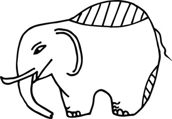 Painting elephant. Simple line style