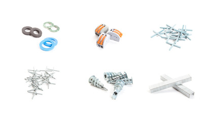 Various home improvement items isolated on white