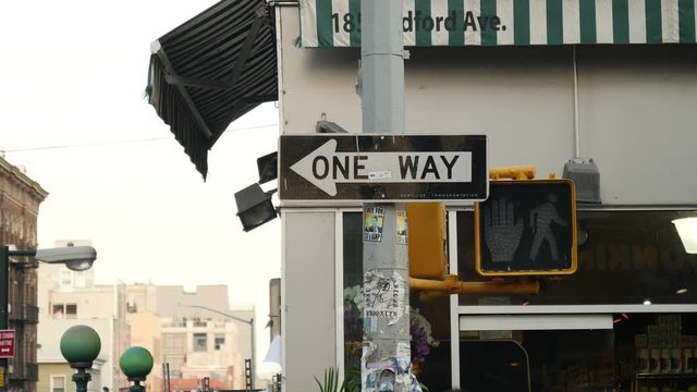 New York pedestrian crossing light- from walk to stop.