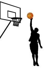Basketball player silhouette on white background