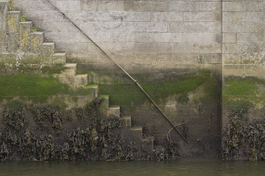 Staircase on the Bank of the River Liffey, Dublin, Ireland