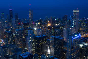 City at night Chicago, aerial photography, city scape