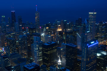 Fototapeta premium City at night Chicago, aerial photography, city scape