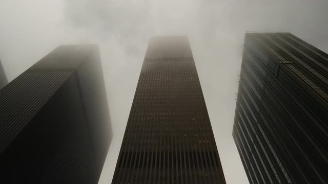 Skyscrapers in the mist. New York City time lapse.