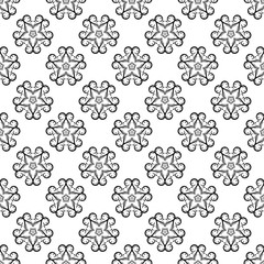 Black floral seamless pattern on white background