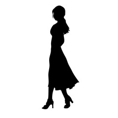 Fototapeta na wymiar Young girl in dress on white background. Silhouette of a girl