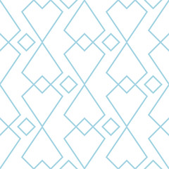 White and blue geometric ornament. Seamless pattern