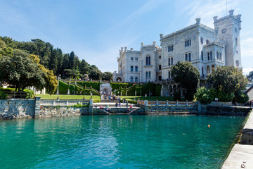 View on Miramare castle in Italy