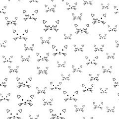 Cats head animal seamless pattern. Vector seamless cute graphical cats print