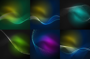 Obraz premium Set of particles smoke wave backgrounds