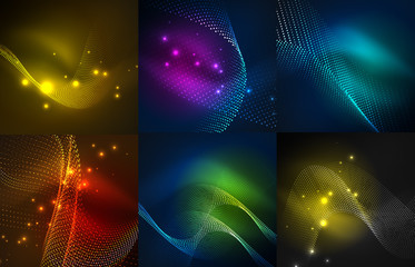 Set of particles smoke wave backgrounds