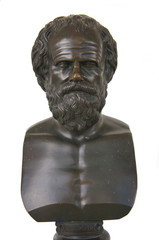 Obraz premium Bronze bust statue of ancient greek philosopher Socrates isolated