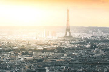 Evening Light on Tour Eiffel and the City - Paris