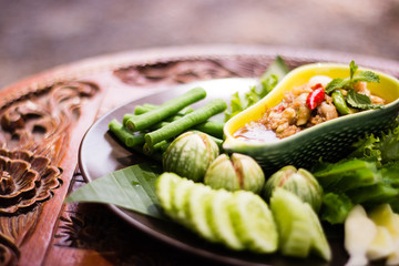 Set of Nam Prik (Traditional Thai chili paste)