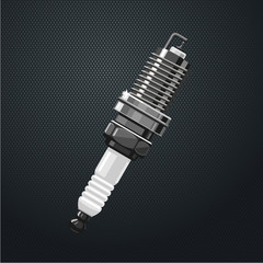 Realistic spark plug. Part of the engine. Motor car detail.