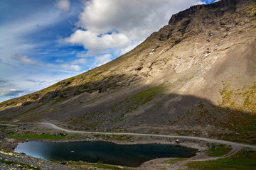 Mountain lake with clear water. Kola Peninsula , Khibiny . Russia.