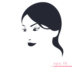 Pretty woman face art vector illustration