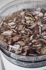 Digital food dehydrator drying mushrooms