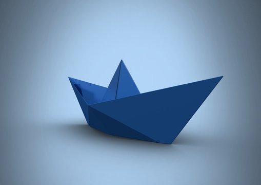 Paper boat with soft blue background