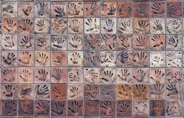 Tiles with handprints