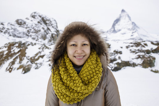 An asian tourist in Zermatt