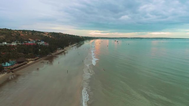 Mui Ne Vietnam Sunset on the baech No people Aerial view