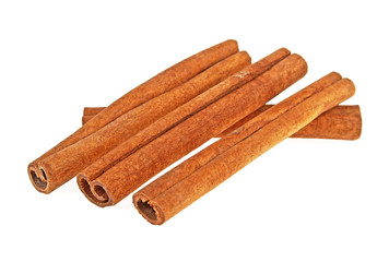 Fragrant cinnamon sticks isolated on a white background