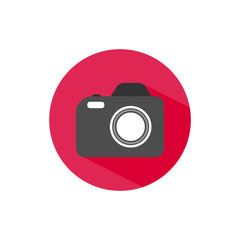 Photo camera round icon long shadow vector