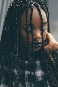 Woman looking down at the ground
