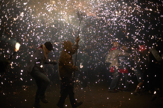 Evil and people in a popular fire parade