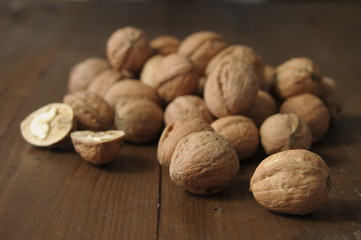 walnuts on a wooden table