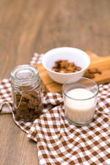 Alternative vegan almond milk, source of fat and protein