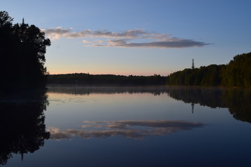 Lakeside at dusk with sky reflected 2