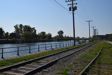 Fototapeta na wymiar Canal beside tracks - Lachine 2