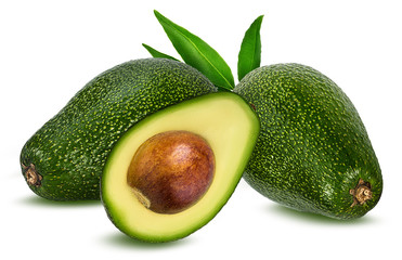 Fresh avocado isolated on white background with clipping path