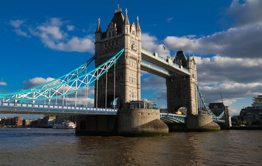 Fototapeta na wymiar The Tower Bridge in London at sunny day, England, United Kingdom.