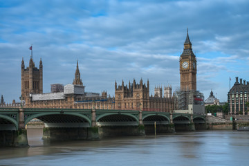 Fototapeta na wymiar Westminster bridge, Big Ben in the morning