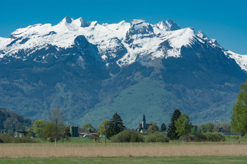 Alpenlandschaft bei Ruggell (Liechtenstein)